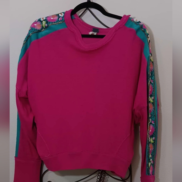We The Free Fuchsia and Turquoise Sweatshirt - Picture 1 of 4